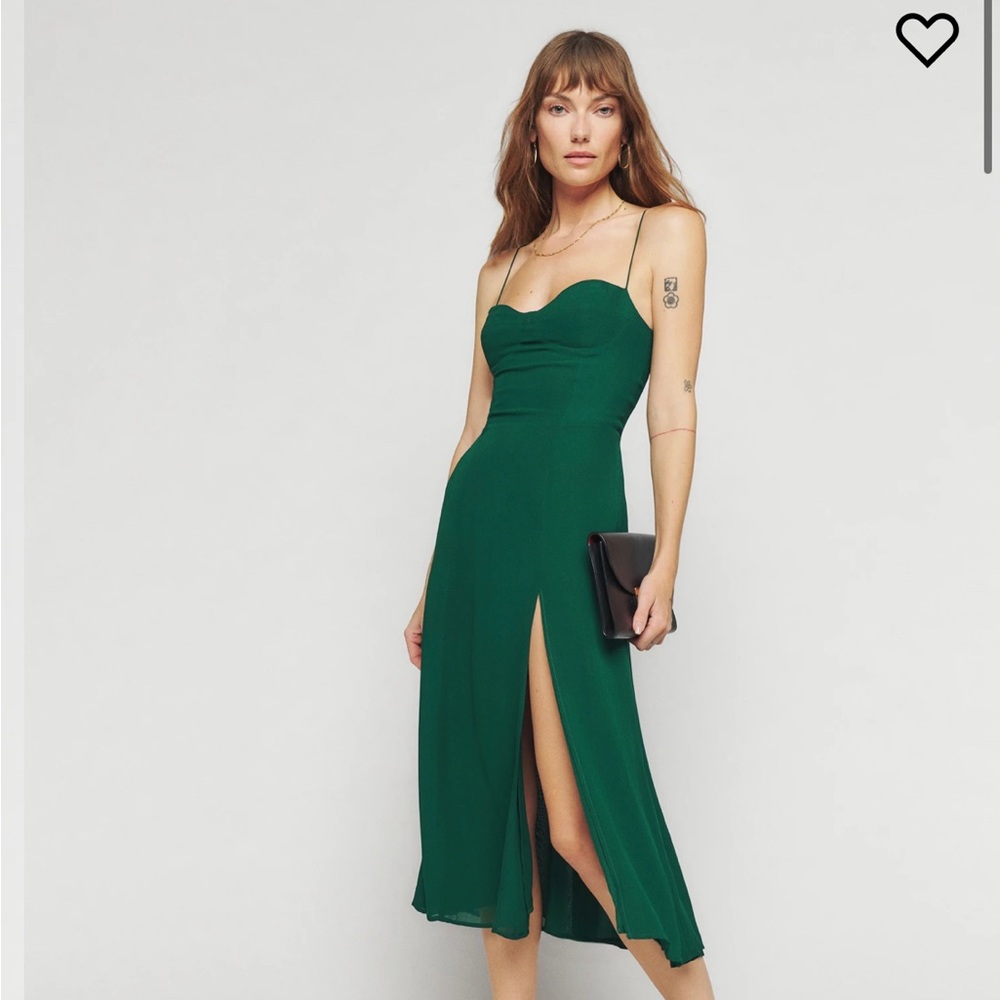 Reformation Juliette Dress Emerald Green - Size 0